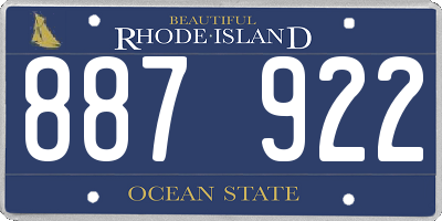 RI license plate 887922