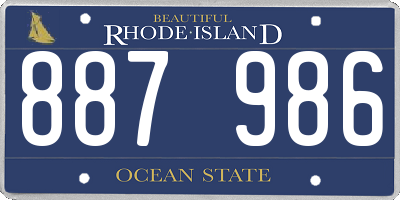 RI license plate 887986