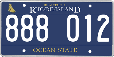 RI license plate 888012