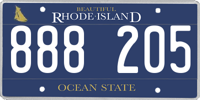 RI license plate 888205