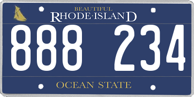 RI license plate 888234