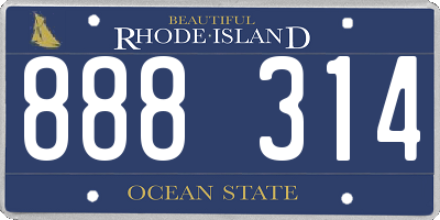 RI license plate 888314