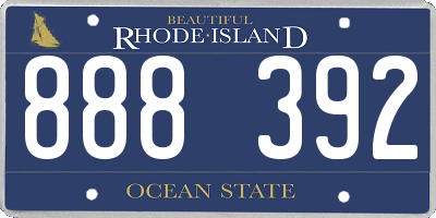 RI license plate 888392