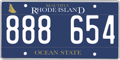 RI license plate 888654