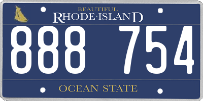 RI license plate 888754