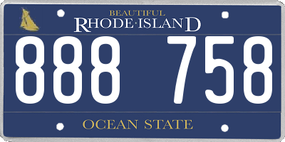 RI license plate 888758