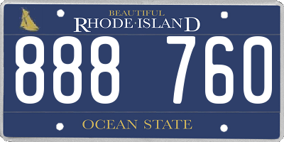 RI license plate 888760
