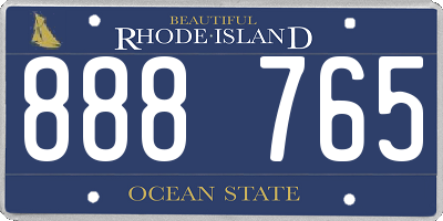 RI license plate 888765