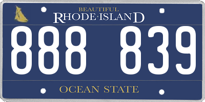 RI license plate 888839