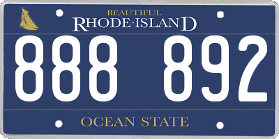 RI license plate 888892