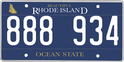 RI license plate 888934