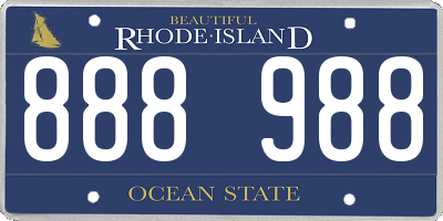 RI license plate 888988