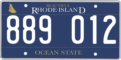 RI license plate 889012