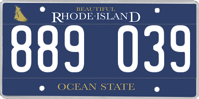 RI license plate 889039