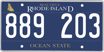 RI license plate 889203