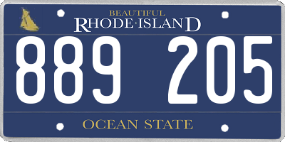 RI license plate 889205