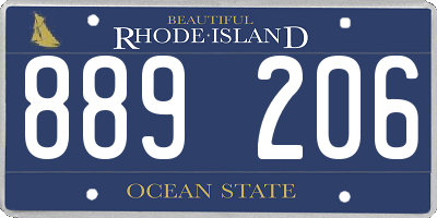 RI license plate 889206