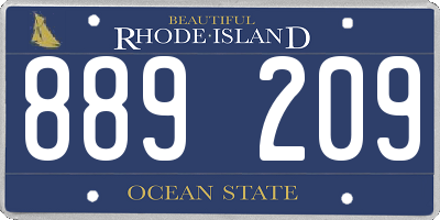 RI license plate 889209