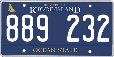 RI license plate 889232