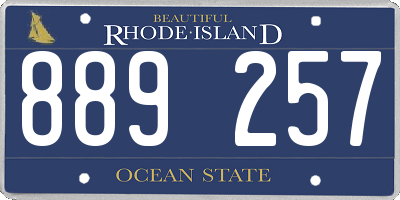 RI license plate 889257