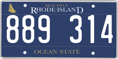 RI license plate 889314