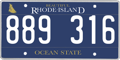 RI license plate 889316
