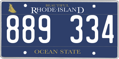 RI license plate 889334