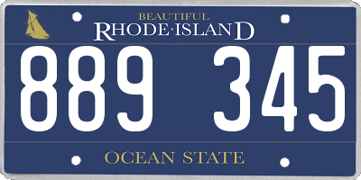 RI license plate 889345