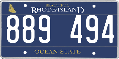 RI license plate 889494