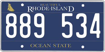 RI license plate 889534