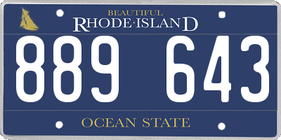 RI license plate 889643
