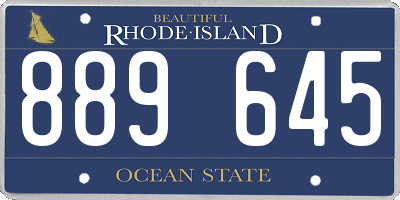 RI license plate 889645