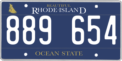RI license plate 889654