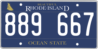 RI license plate 889667
