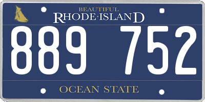 RI license plate 889752