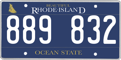 RI license plate 889832