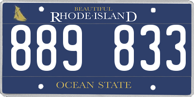 RI license plate 889833