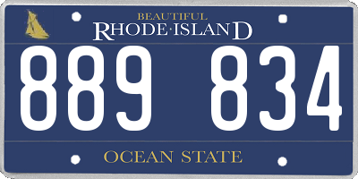 RI license plate 889834