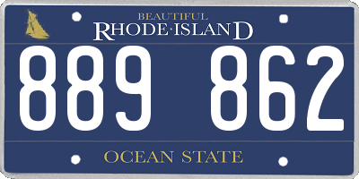 RI license plate 889862