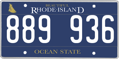 RI license plate 889936