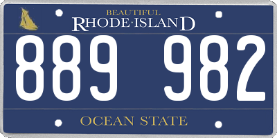 RI license plate 889982