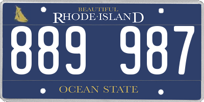 RI license plate 889987