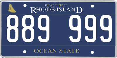RI license plate 889999