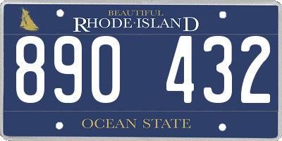 RI license plate 890432