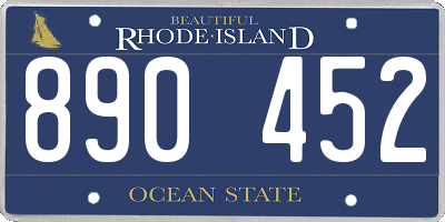 RI license plate 890452