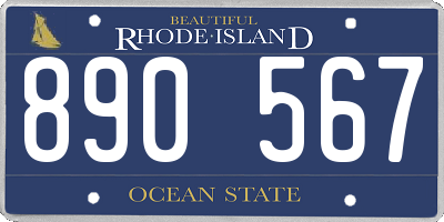 RI license plate 890567