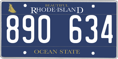 RI license plate 890634