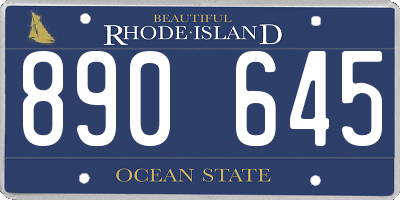 RI license plate 890645