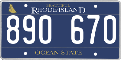 RI license plate 890670