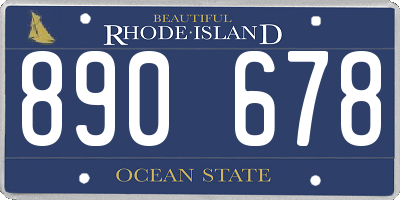 RI license plate 890678